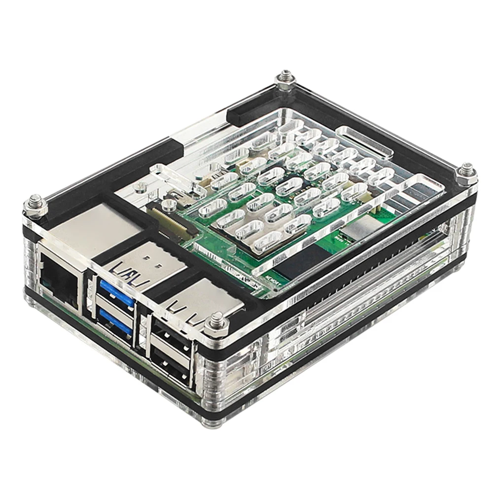 Funda protectora de acrílico transparente de 9 capas para Raspberry Pi 5