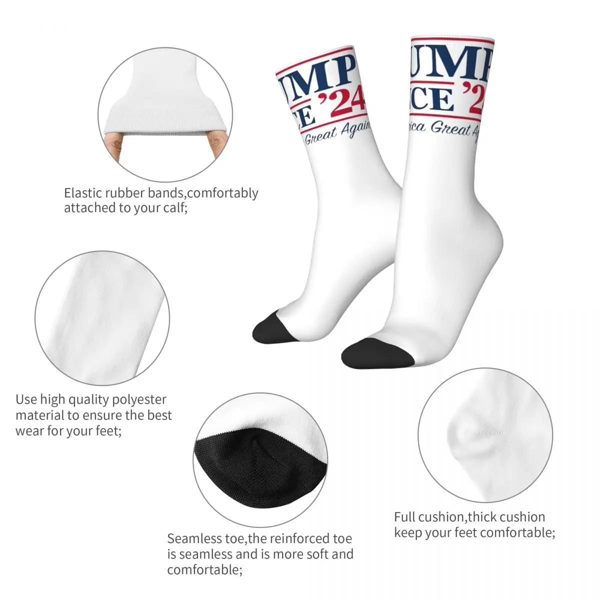 Trump Vance 2024 Election MMGA Merch Socks Cozy Sport Middle Tube Socks Super Soft for Women's Present