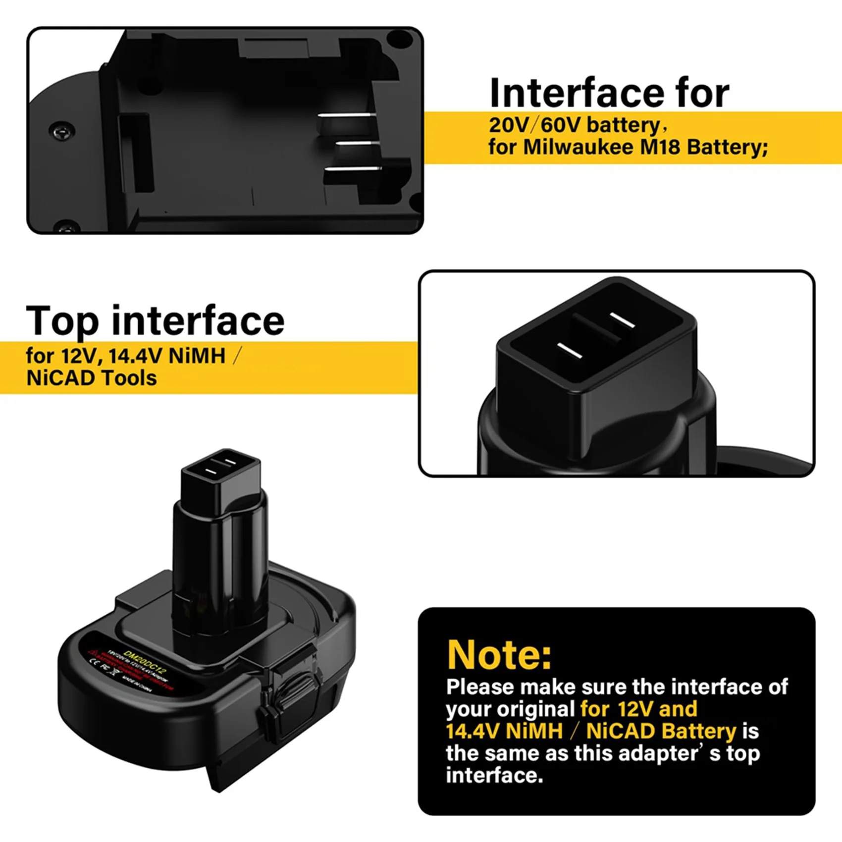 

【LAST CHANCE】2X Battery Adapter For 20V Or For M18 18V Li- Battery Convert To For 12V/14.4V Ni-MH