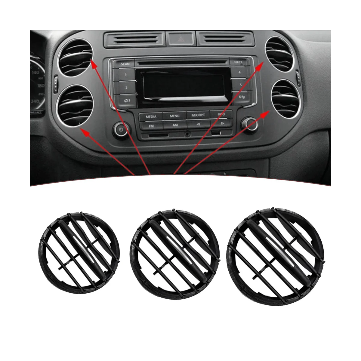 Painel de ar condicionado para 10-17 Instrument, Desk Outlet, Tuyere, A/C, Acessórios dobráveis, Traseiro, 2 peças