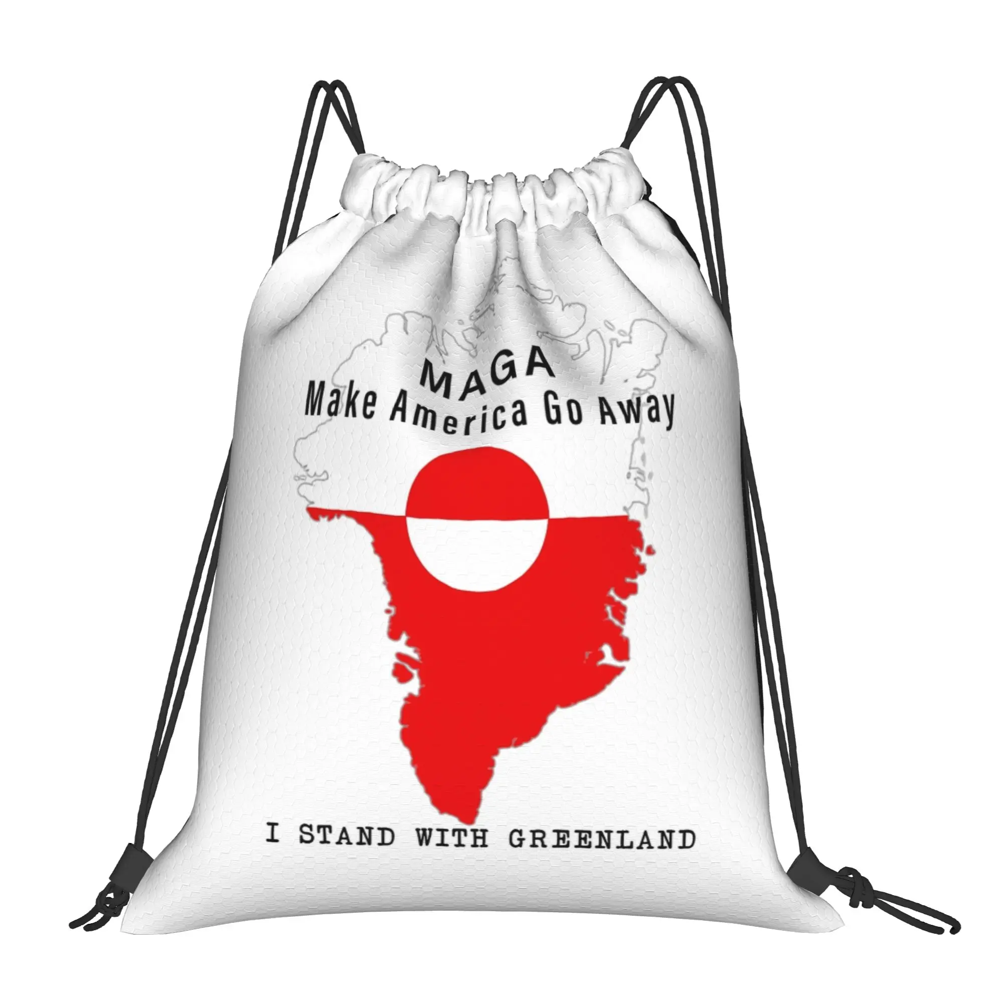 

MAGA Make America Go Away I Support Greenland Drawstring Backpack Gym Sports Sackpack Water Resistant String Bags for Exercise