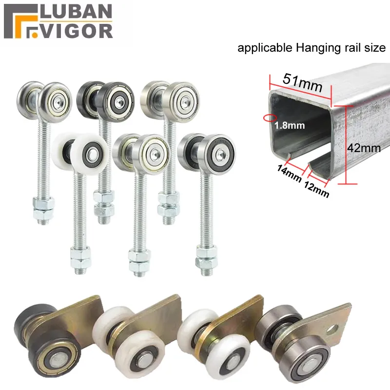 Sliding door Hanging Double Wheels Rail pulley stainless steel bearing steel nylon wheel for Heavy-duty factory door