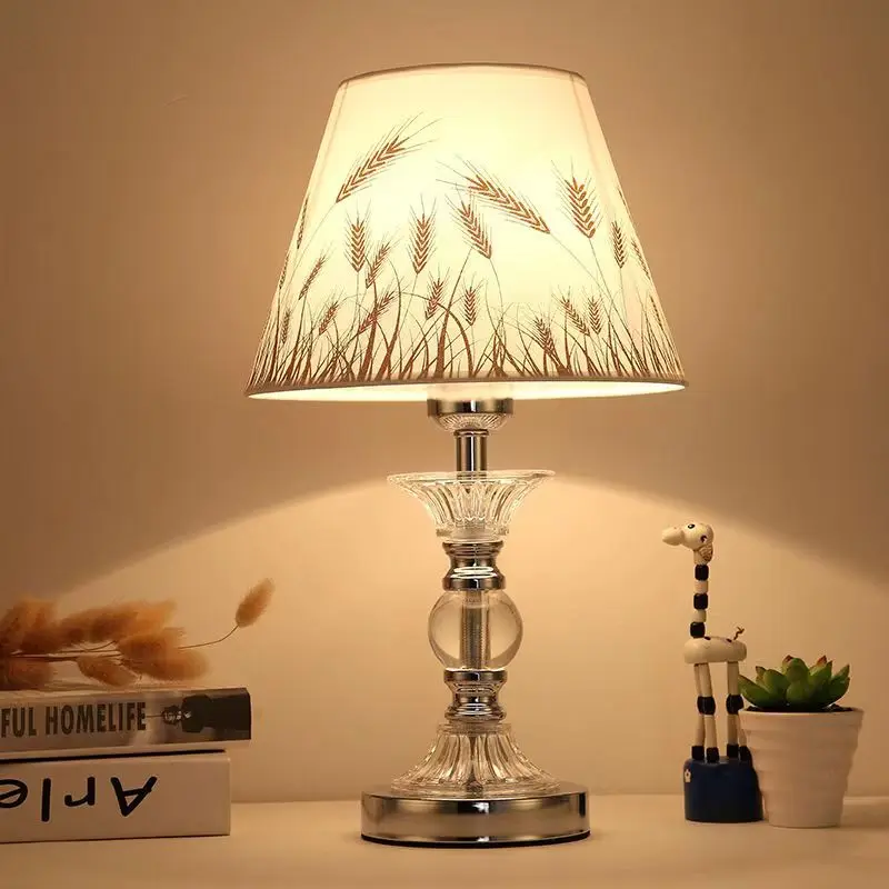 Nordic light luxury crystal table lamp retro warm wedding dimmable touch modern simple bedroom bedside lamp decoration