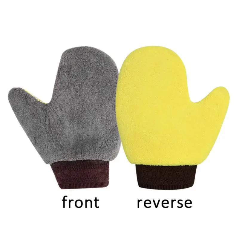 Soft Car Washing Gloves Double-sided Fleece Microfiber Chenille Drying Cloth Car Body Window Tire Cleaning Glove Thicken