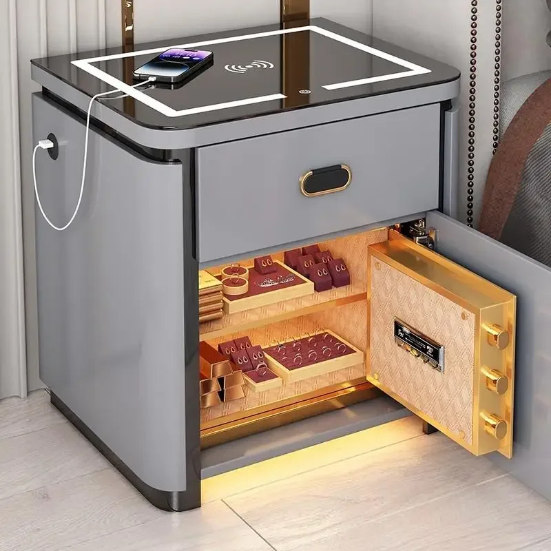 Mit sicherer Nachttisch, multifunktionaler High-End-Massivholzfarbe, neue intelligente integrierte Diebstahlsicherung für zu Hause