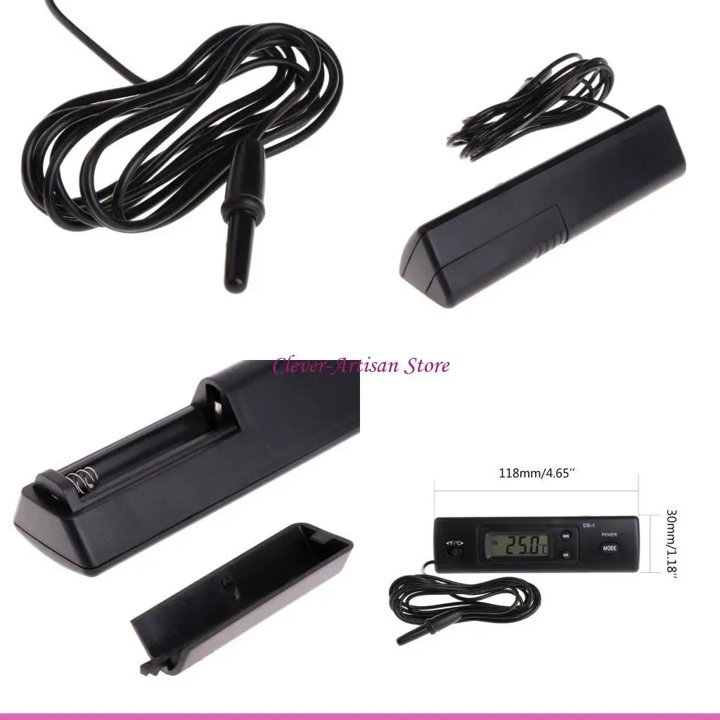 

E06B Digital Fish for Tank Aquarium Thermometer Terrarium Inside & Outside Temperatur