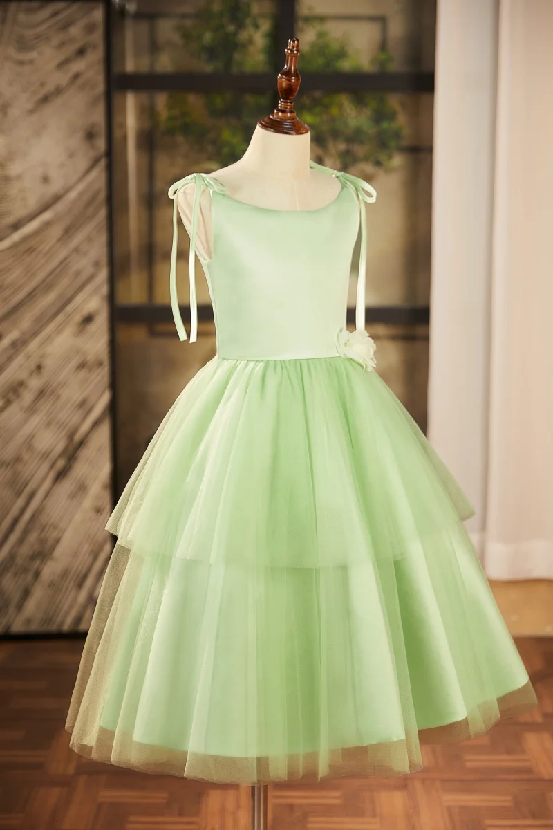 녹색 어린이 드레스 공주 드레스 소녀 투투 스커트 작은 호스트 피아노 공연 드레스 유치원 공연 스커트