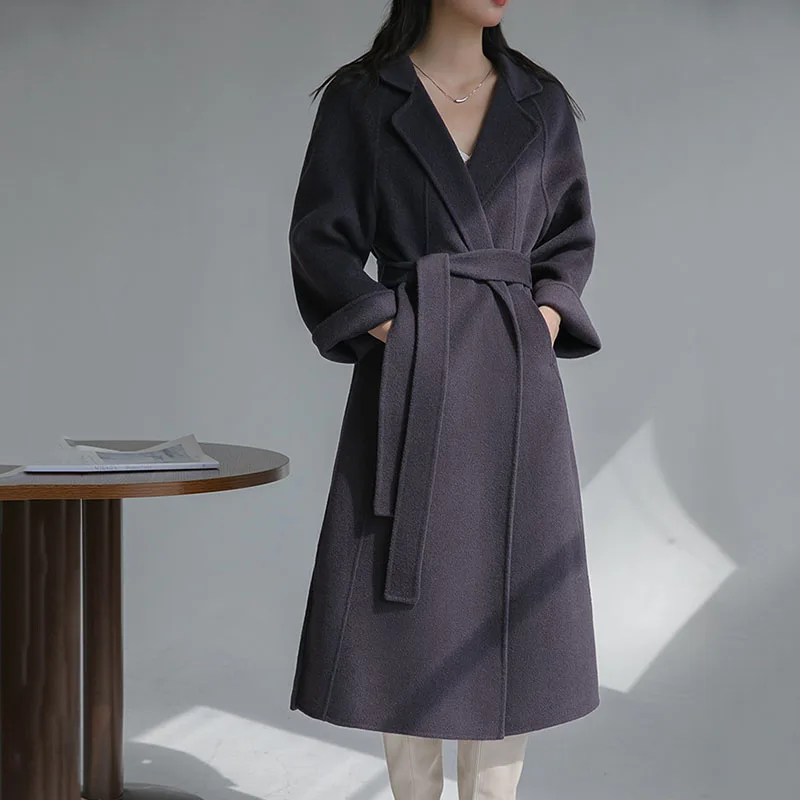 

Wool Coat Leisure Women's Woolen Coat 2025 New Autumn Winter High-End Elegant Hepburn Style Loose Wool Women's Woolen Coat H507