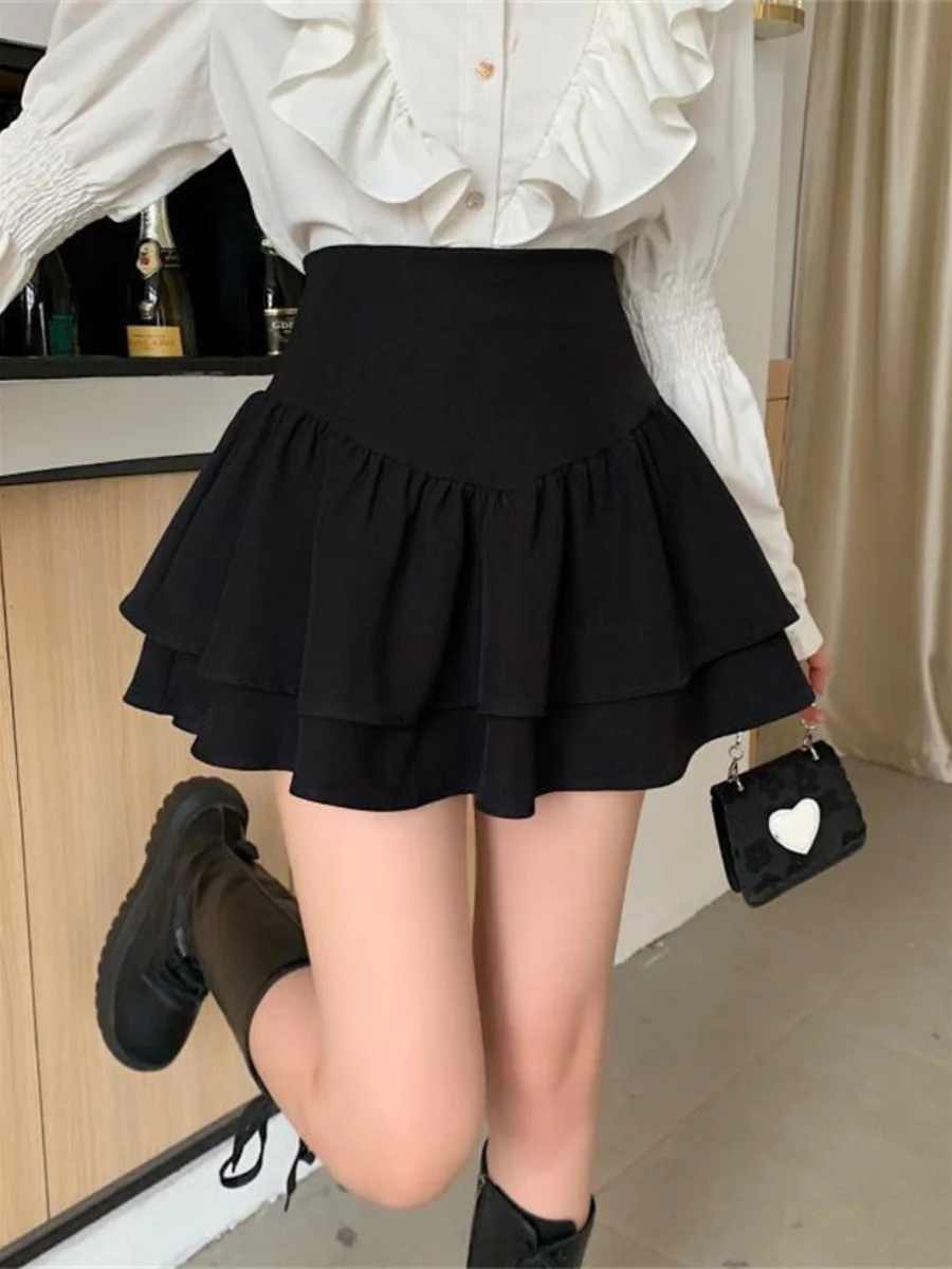High Waist Fluffy f Skirt Women's Spring Summer Pleated Cake Skirt plus Size Anti-Light A-Line ort Skirt