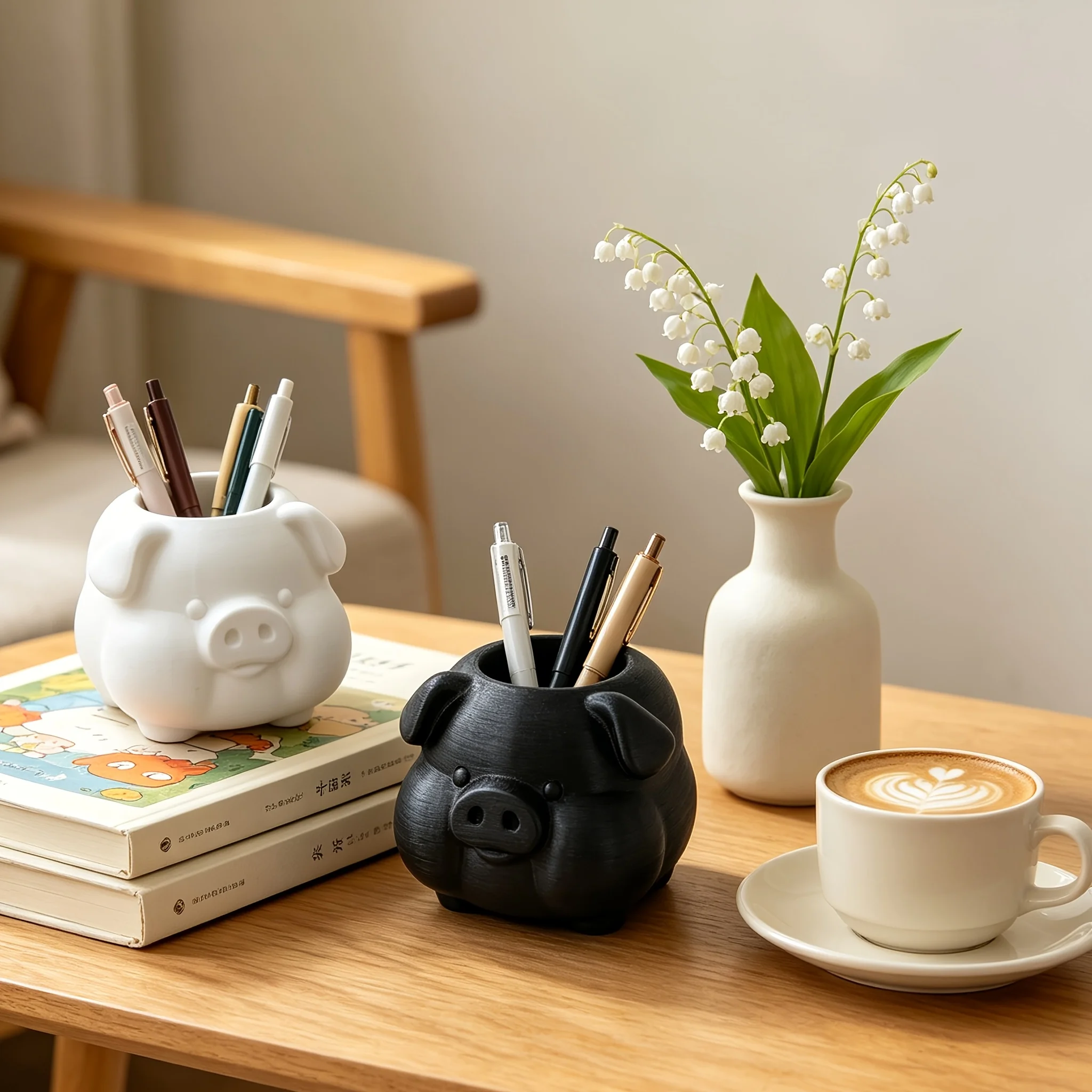 Pig-shaped pen holder Creative pig-shaped stationery pencil, pen, and ruler storage pen holder Home desktop storage stationery