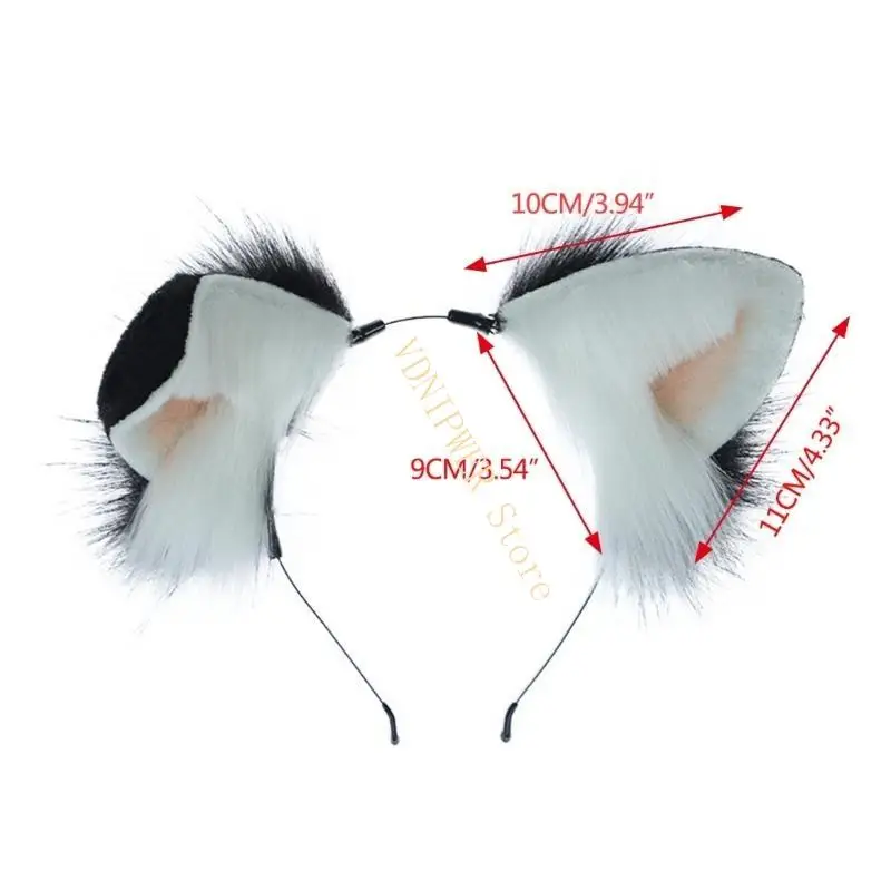 بانك نمط أنيمي Hairhoop Plush Dog Ears Cosplay Cosplay Costume Halloween Party Barty Cypress Women Play Meadwear D08E