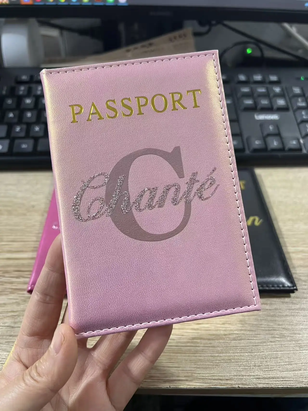 1PCS Customized PU Leather Passport Cover  with Name Text Travel Ticket Holder Birthday Christmas New Year Personalized Gift