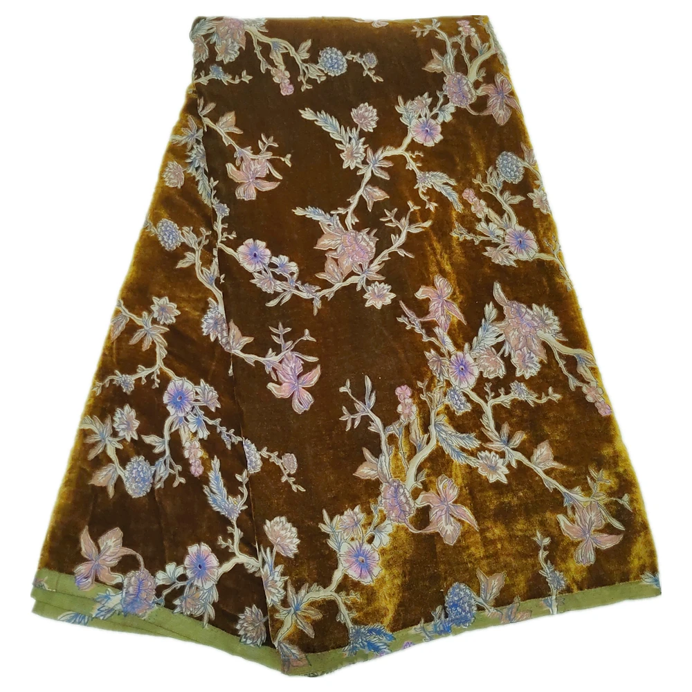 

African Nigerian Silk Velvet Fabric, Velvet Brocade, Sticky Velvet Silk Cloth, Women's Wedding Dress