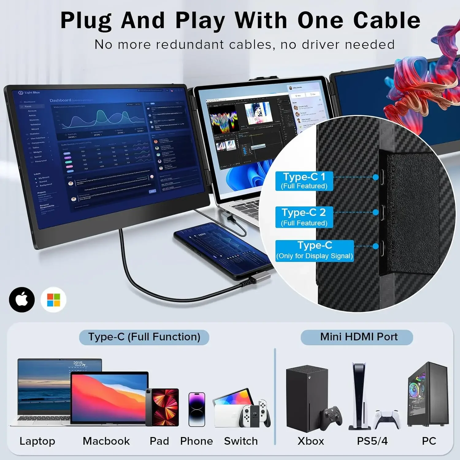 OEM/ODM Factory 1920*1080P Laptop Screen Extender For Gaming Extendable Monitor 2 Screen