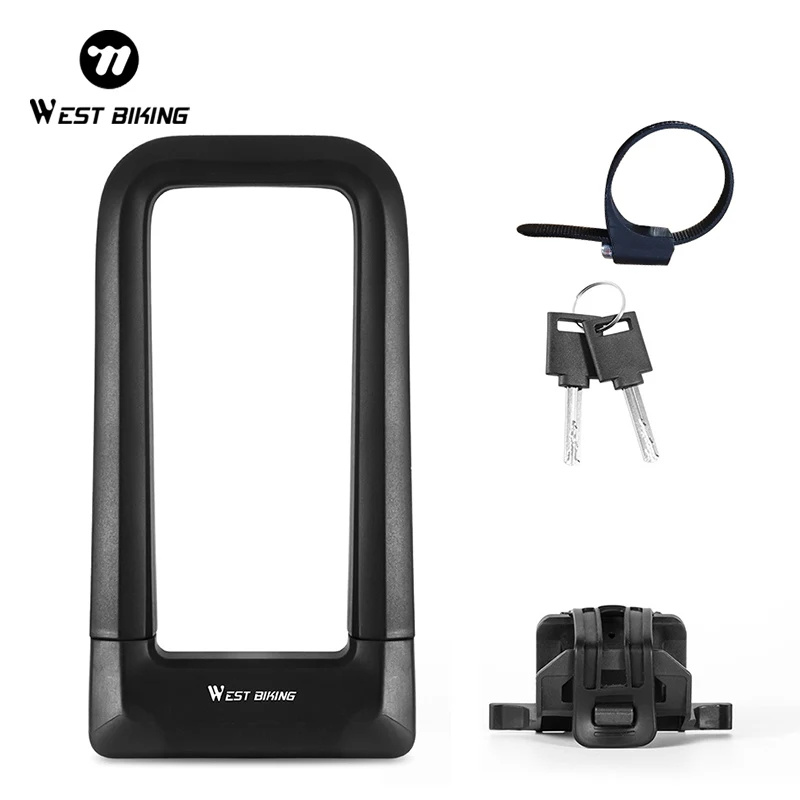 

WEST BIKING Bike Lock Bicycle U-lock Thicken Zinc Alloy Anti-theft Safety Key Lock Motorcycle E-bike Scooter Cycling Accessories