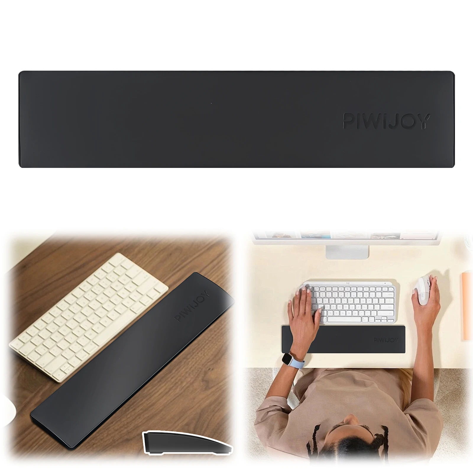 Ergonomic Hand Support Pad Anti-Slip Gaming Keyboard Wrist Pad PU Leather Keyboard Palm Rest for 81-Key Standard Keyboard