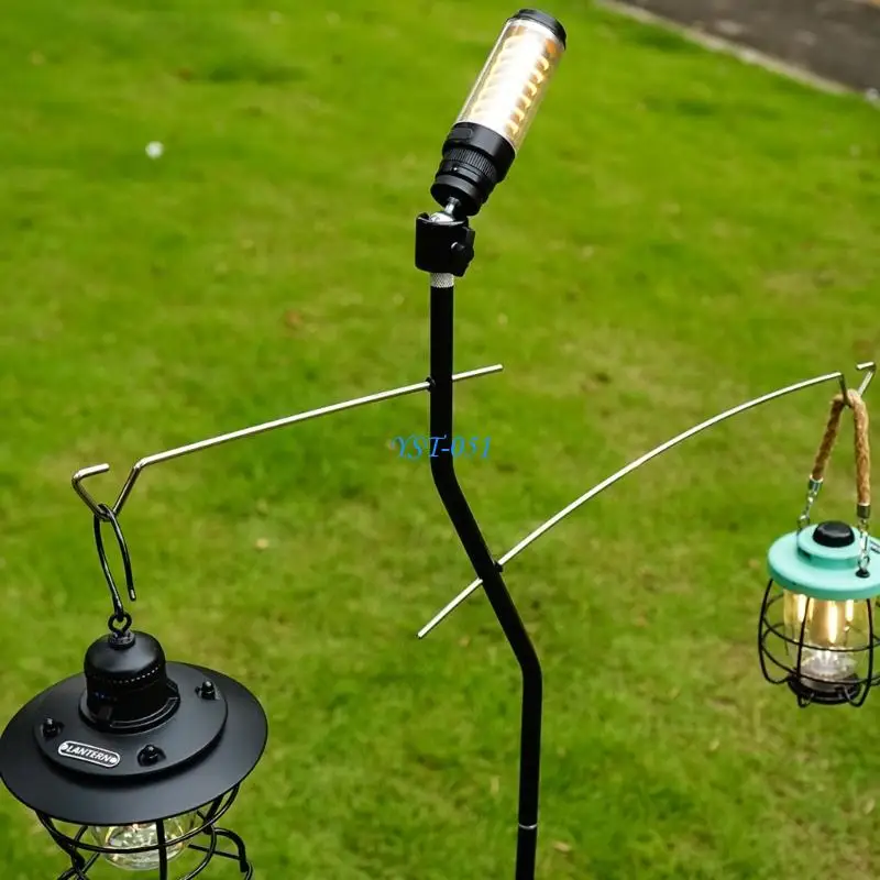 

E15A Camping Light Stand Detachable Aluminium Alloy Light Hangers with Double Hook Portable Adjustable Light Bracket