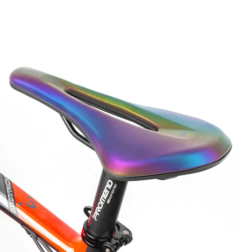 

PROMEND Bicycle Hollow Iridescent Sports Saddle PU Seat Surface Nylon Fiber Base Plate Suitable For Dual-track Clamping Rings