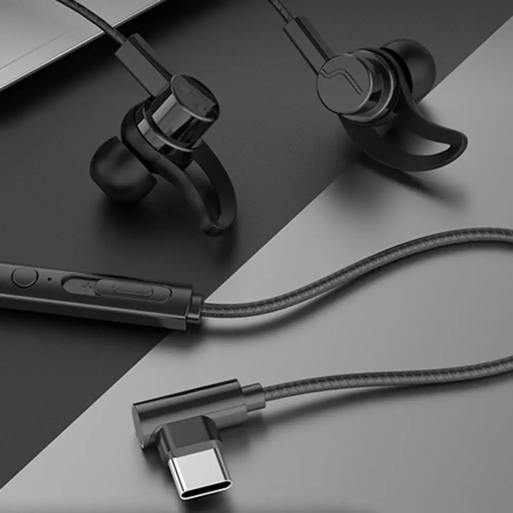 سماعات أذن بالصوت المعزز للألعاب ، سماعة أذن سلكية من النوع C ، سماعة رأس رياضية ستيريو مع ميكروفون لمكالمات الموسيقى والألعاب ، جودة عالية