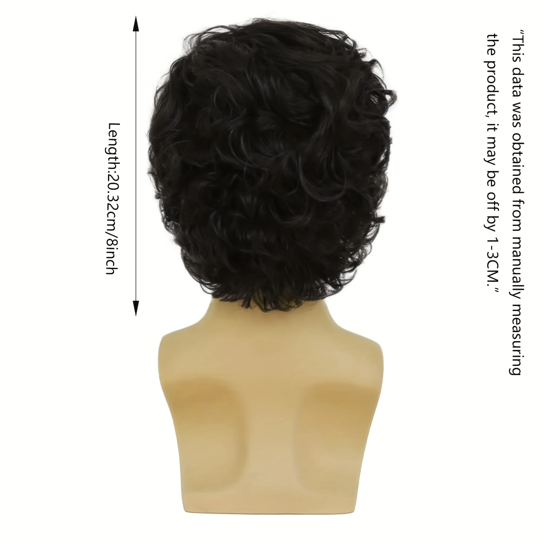 Men's Short Black Wig with Layered Natural Look and Side Parting, Heat-Resistant Synthetic Wig, with Wig Cap, Suitable for Men (Black)