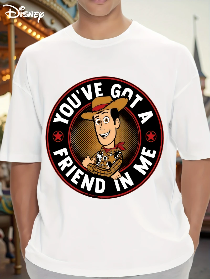 여름 디즈니 남성용 티셔츠, 우디 Youve Got A Friend in Me 패턴, 남성용 캐주얼 라운드넥 반팔 티셔츠