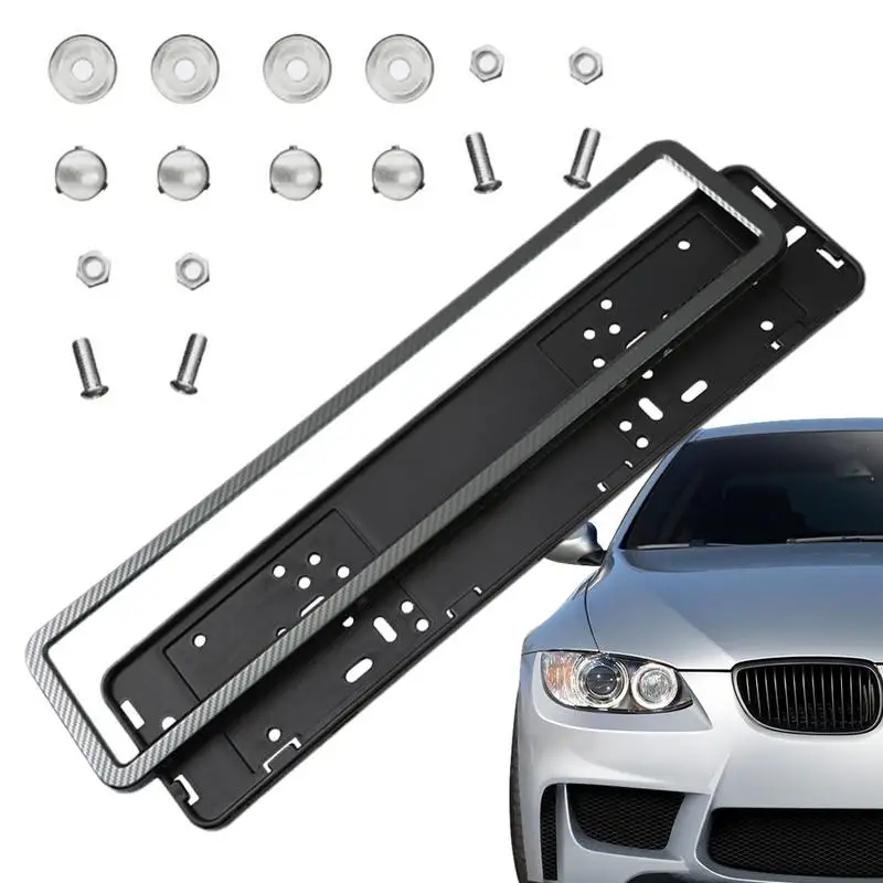 

Carbon Style European License Plate Frame Auto Accessory waterproof Holder with Mounting License Plate for Auto Car SUV Truck