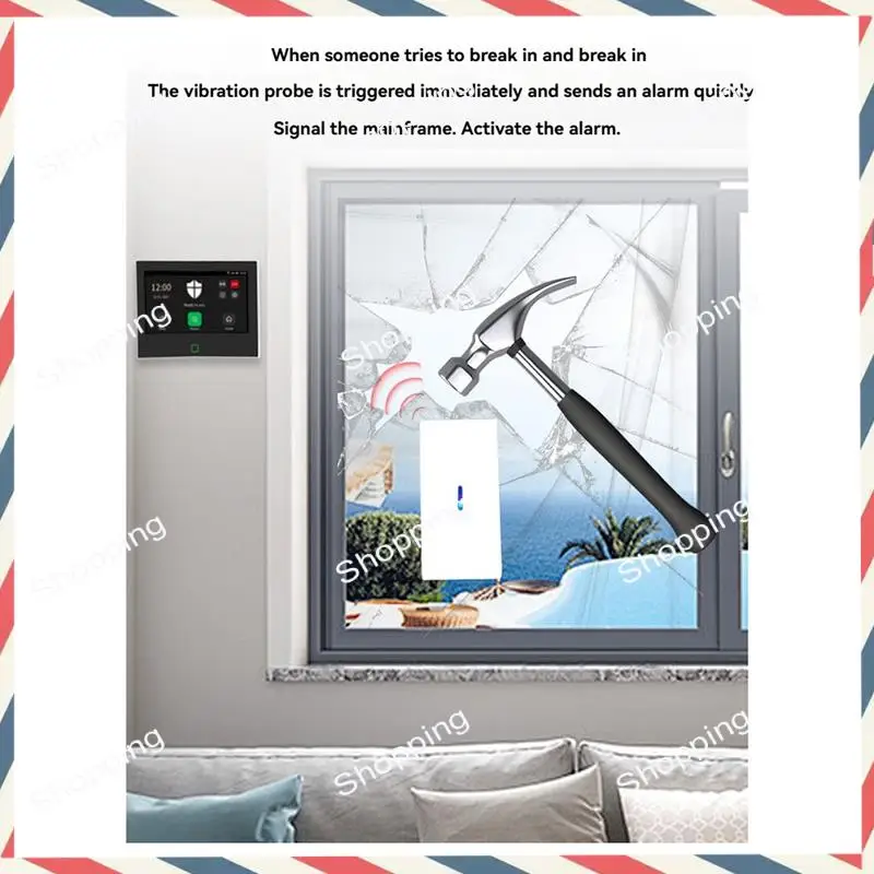 M20K 3Pcs 433Mhz Wireless Vibration Glass Break Detector Adjustable Sensitivity Compatible Withalarm Systems A