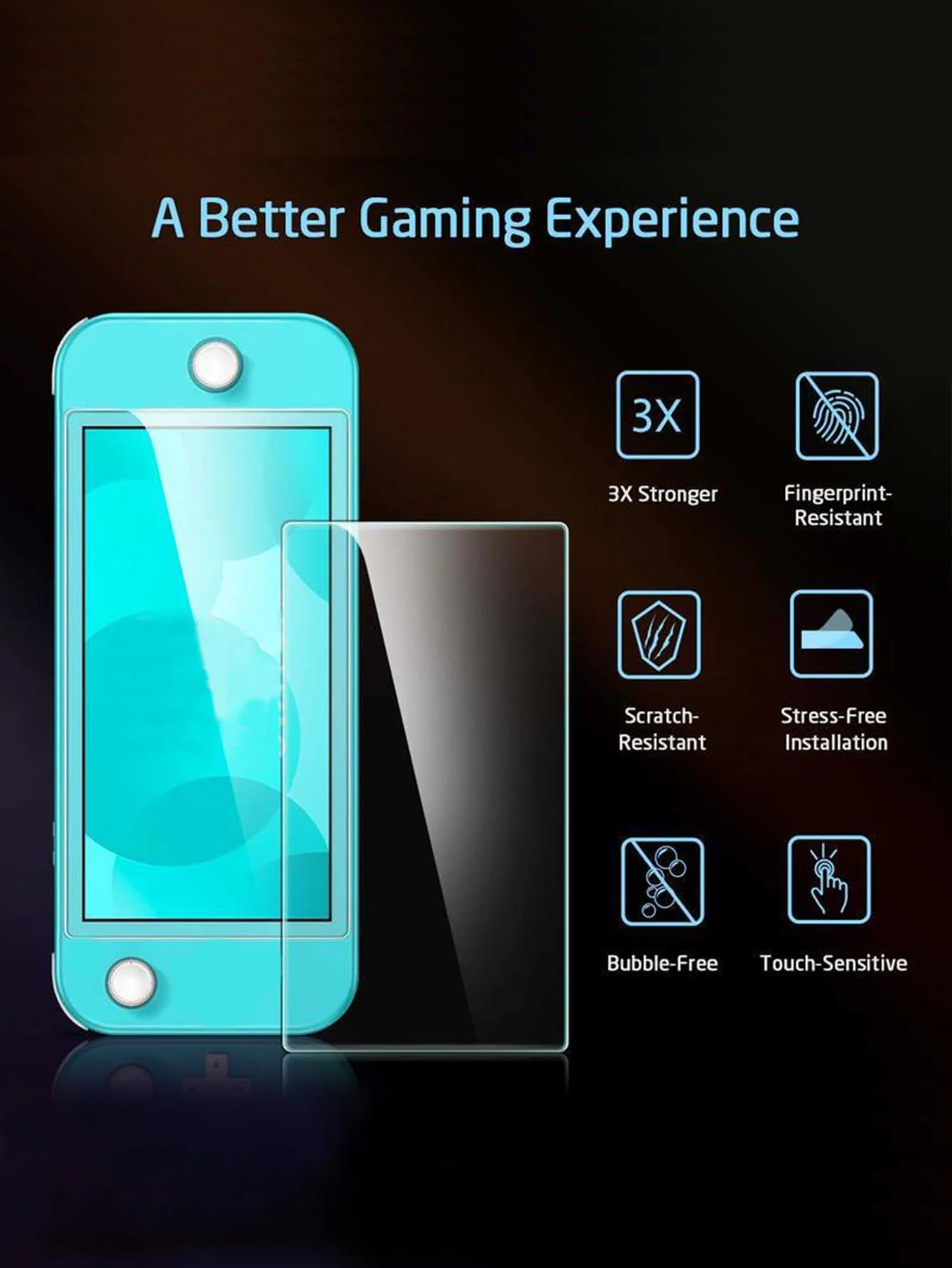Suitable for Switch lite switches, high-definition protective film, transparent screen, 2-piece package, free film kit
