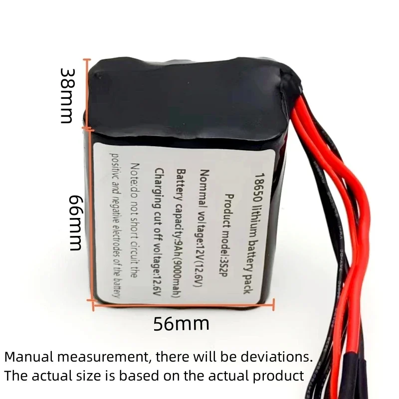 12.6V battery 3S2P 12.6V 9000mAh 18650 lithium-ion battery pack with 5A BMS for LED lighting backup/customizable