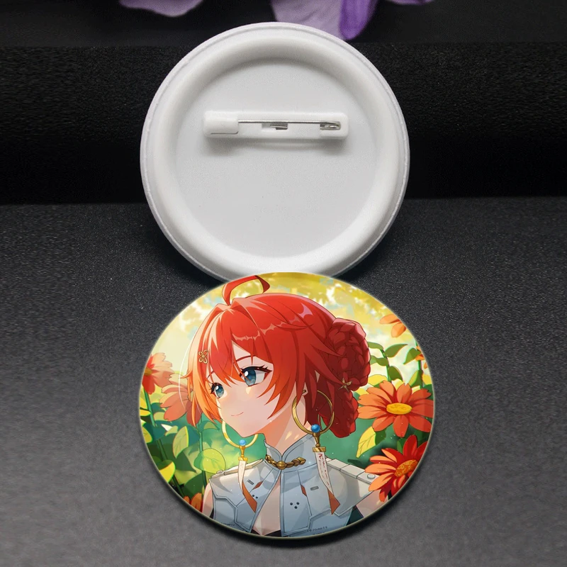 Game Anime Wuthering Waves HD Print Brooch Anime Badge Chixia/Jiyan/Danjin Cartoon Round Display Brooches Lapel Pins Jewelry