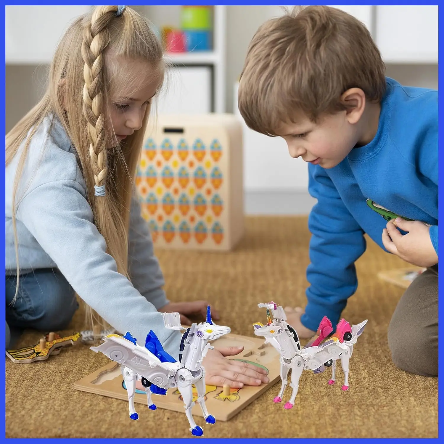 Trasforma i giocattoli per auto unicorno, i bambini trasformano i personaggi d'azione, i set di auto robot, le auto per la deformazione delle collisioni dei bambini