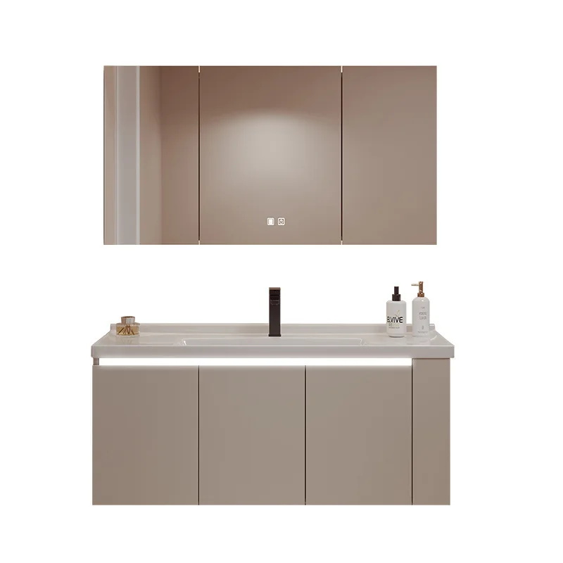 Ceramic integrated basin bathroom cabinet storage compartment hand wash basin bathroom cabinet