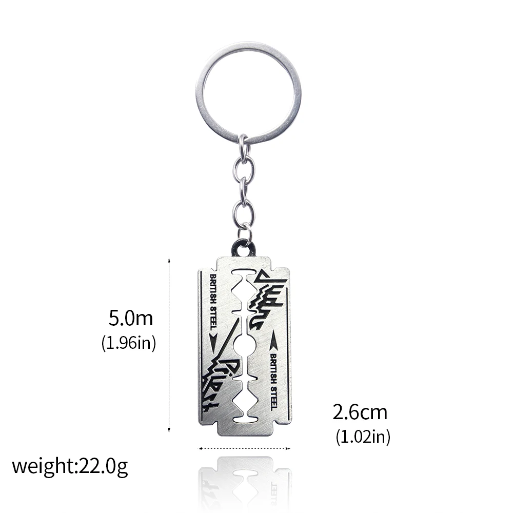 2024 New Keychain Hip Hop Rock Band Judas Priest Blade Razor Shape Pendant Key Chain Men Metal Keyring Chaveiro Jewelry