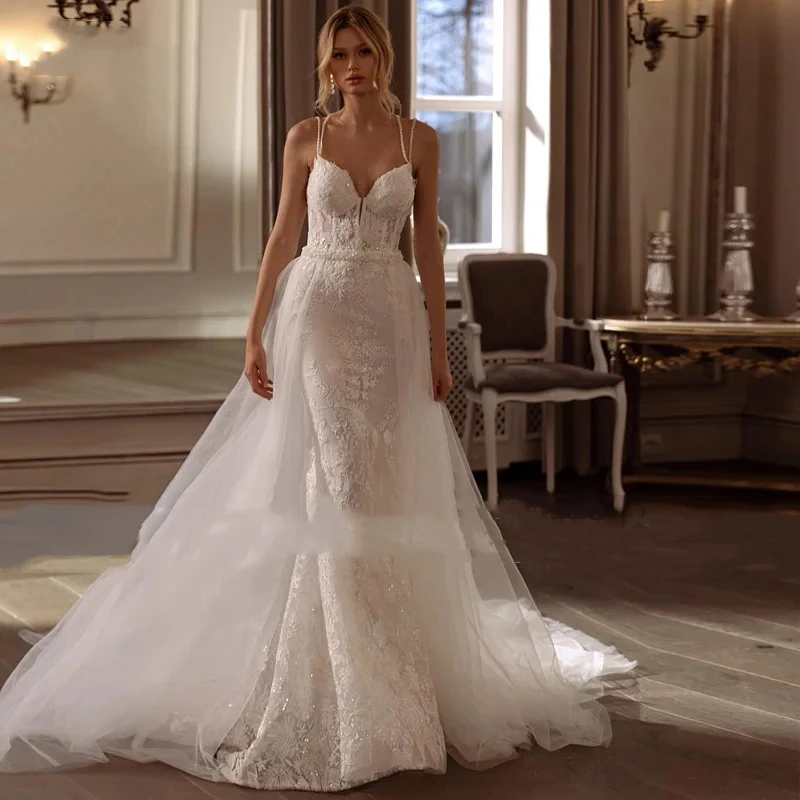 Squisiti abiti da sposa per le donne 2024 guaina sirena con treno staccabile Sweetheart abiti da sposa pizzo abiti da sposa