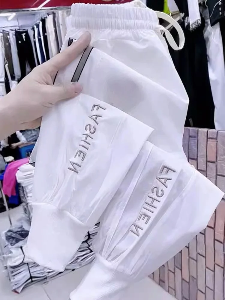 

Ice Silk Qui Dry Sports Pants Women Summer Thin High Waist Loose Cuffed Small Size Casual Harlan Pants Long Pants Other Mat...