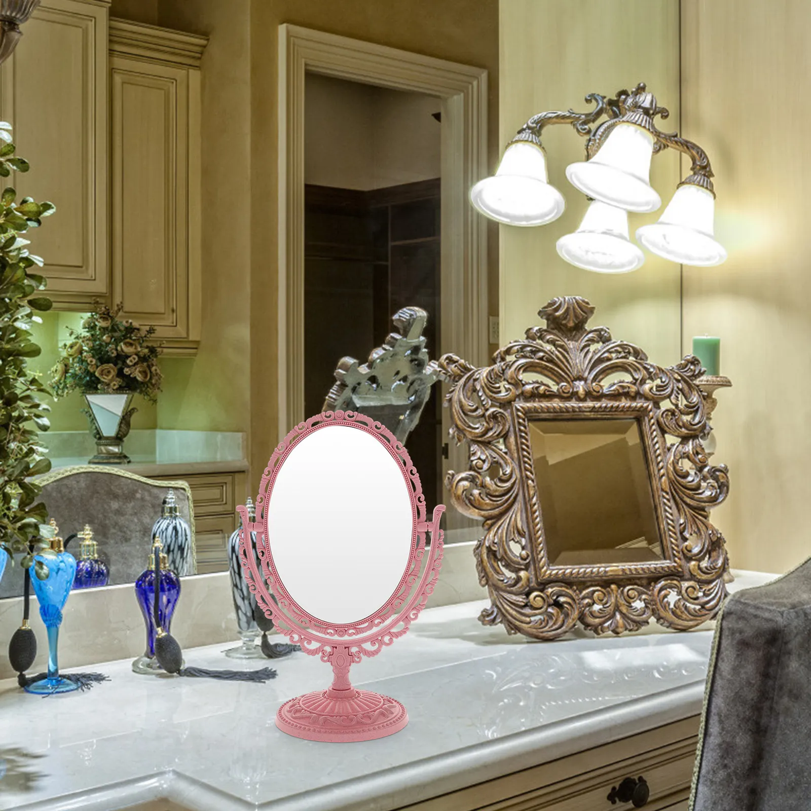 

Одностороннее вращающееся зеркало для макияжа с регулируемой подставкой, портативное настольное зеркало для ежедневного использования, украшение для туалетного столика