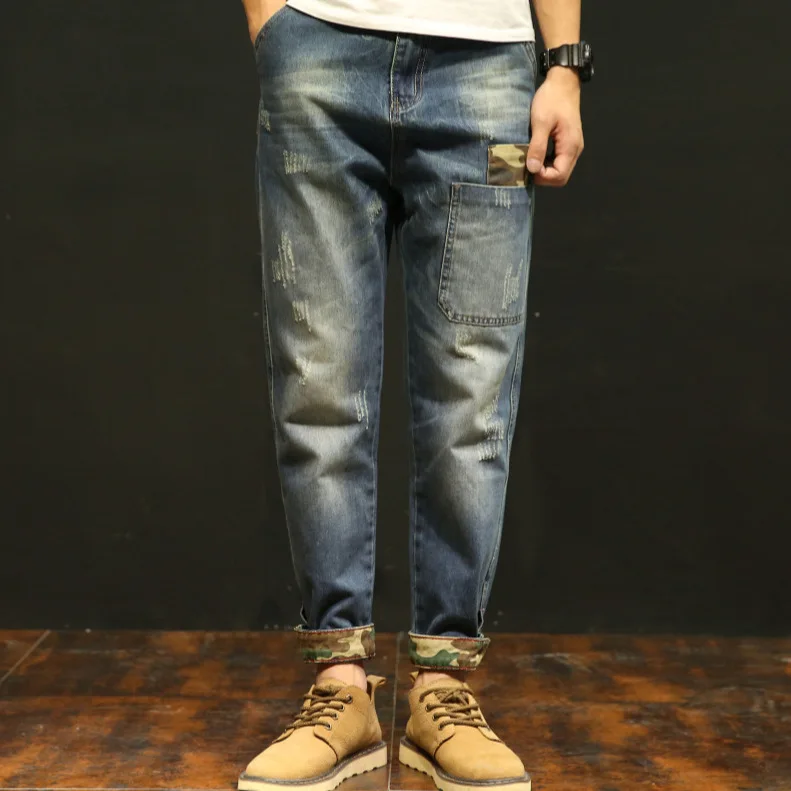 

New Men's Casual Denim Jeans Business Casual mid Waist Straight Leg Loose Fit Travel Friendly Standard Size Chinese Made