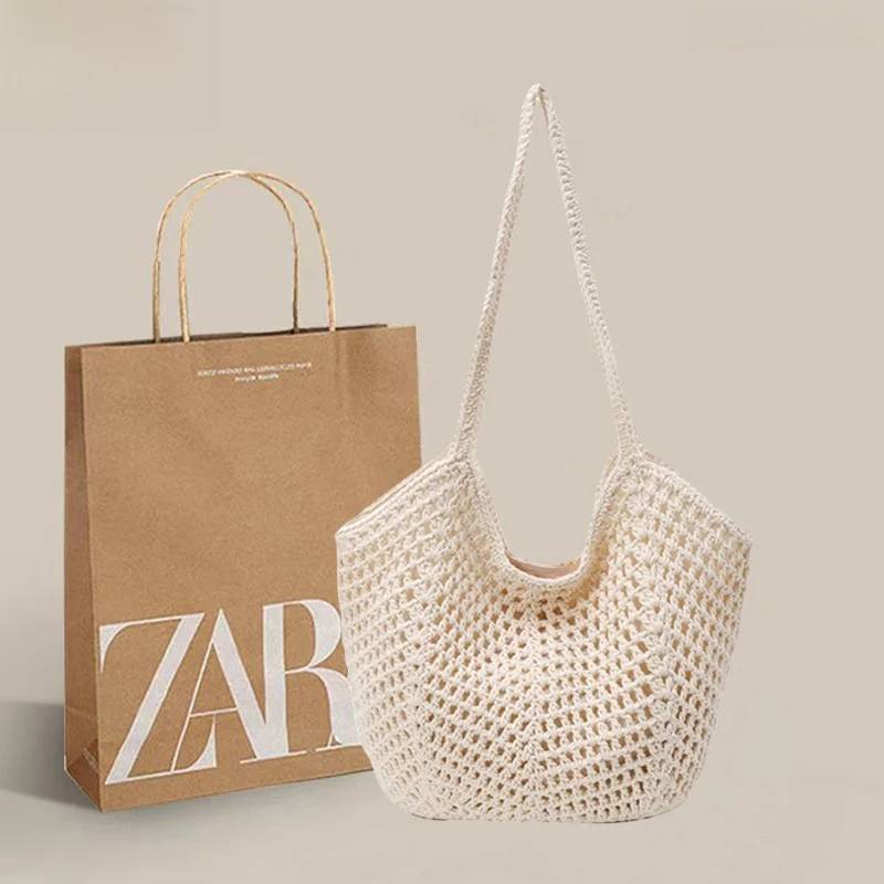 

Zar Fendan Korean Sle Casual Crochet Bag Single oulder Beach Vaion Beach Bag Leisure Wind Bag for Women