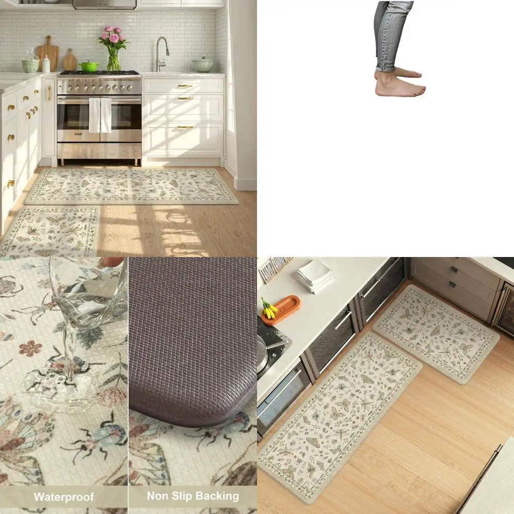 

Нескользящие мягкие кухонные коврики, 20x31 и 20x47, набор напольных ковриков из пены с эффектом памяти коричневого цвета