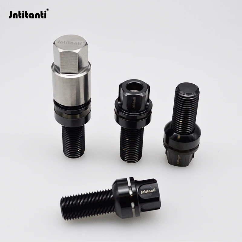 Jntitanti Gr5 Titanium Ti-6Al-4V Anti-theft Ball Seat Washer Wheel Bolts M14x1.5x28/30/35/40/45MM for VW AUDI