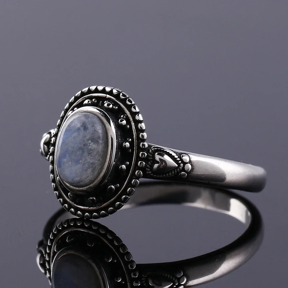 Nasiya New Design 5X7mm Natural Moonstone Ring Silver Jewelry for Women Cocktail Party  Birthday Gift