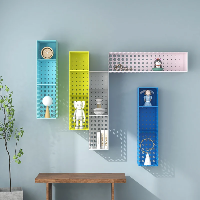 Iron Storage Shelf Simple Multi-layer Wall Display Bedroom Bookshelf Furniture Decoration