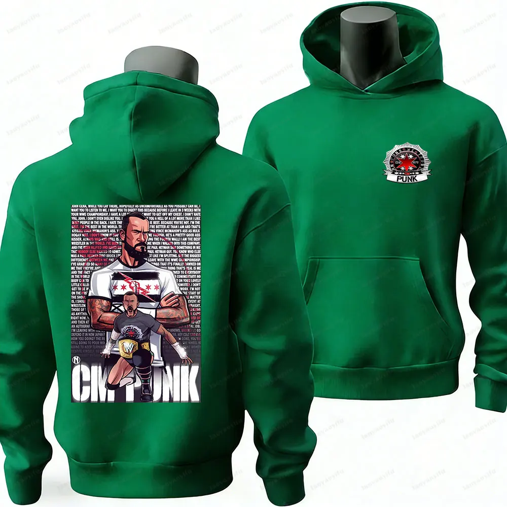 Funny Cm Punk Hoodies American Pro Wrestler Fashion Hoodie Fall/Winter 2025 Long Sleeve Gift Pullover Retro Loose Sweatshirt