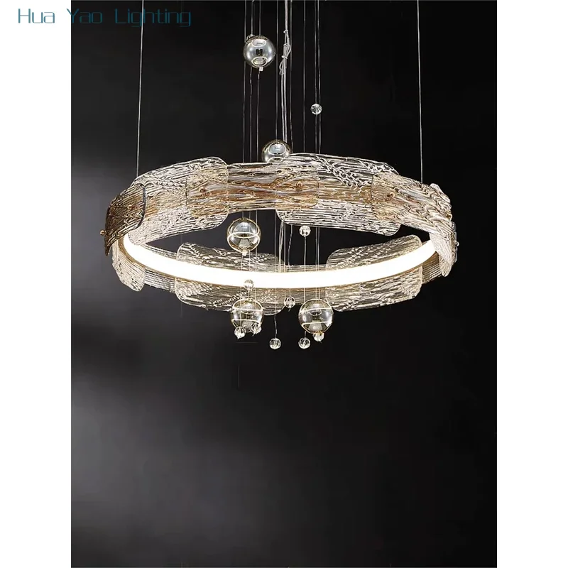 Water Glass Ceiling Chandeliers LED Staircase Hanging Lamps Living Room Decor Lighting Fixture Modern Home Lustre
