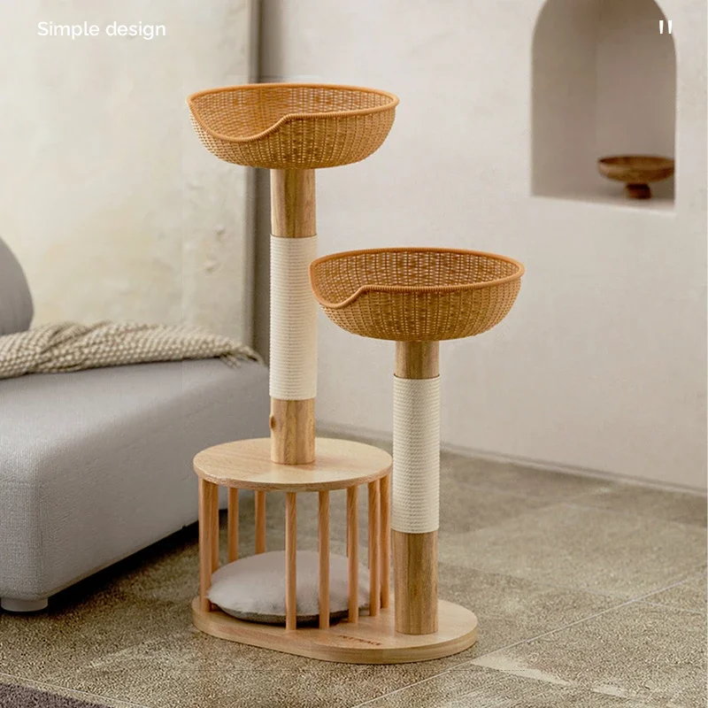 Solid Wood Cat Nest Scratching Climbing Platform Sleep and Play Small Apartment Does Not Occupy Cat Nest Tree Tower Apartment