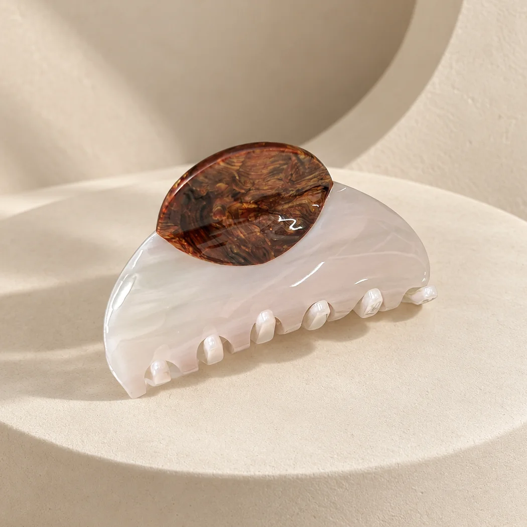 7.5cm Acetate Hair Claw Clips French Vintage Geometric Oval Tortoise Shell Marble Strong Hold Jaw Clips Women's Hair Accessories image 3