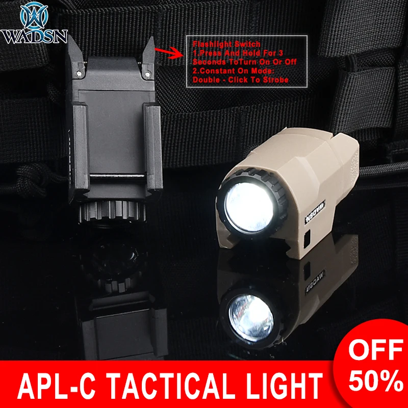 Wadsn Tactical APL-C Pistol Flashlight APL Hunting Weapon Scout Light LED Constant Momentary Strobe Fit 20mm Rail Airsoft Lamp