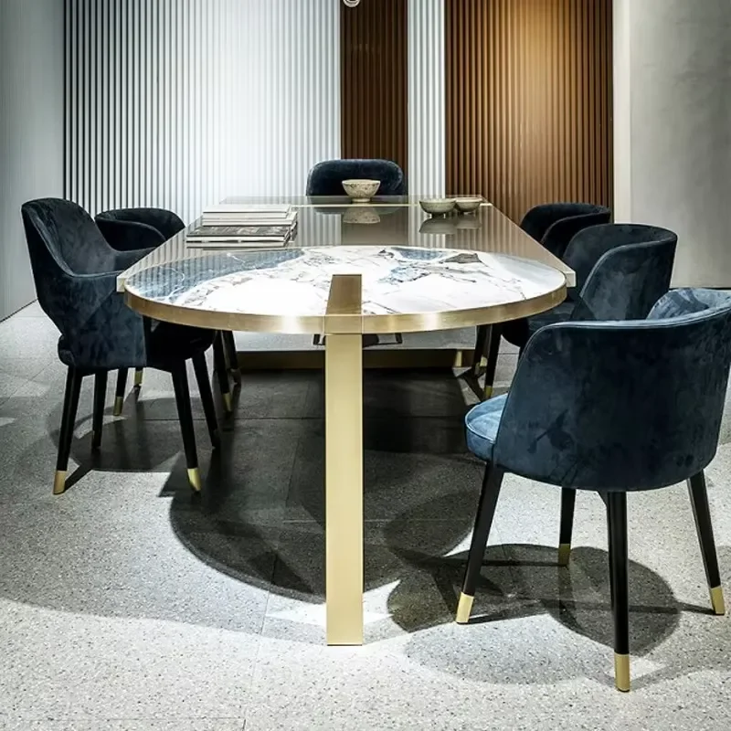 Light Modern Minimalist Bamboo Design Adjustable Height 6-Seater BATER Dining Table Chair Set Creative Stylish Hotel