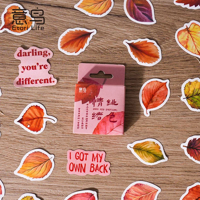 46 Pcs/Box Leaf Stickers Set DIY Journal Scrapbooking Decorative Stickers Stationery