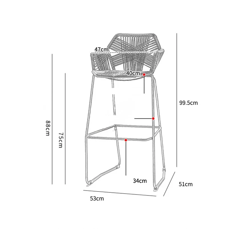 Nordic Bar Stools Creative Rattan Bar Chair Rattan Chair Back Armchair Outdoor Balcony Chair Iron Modern Minimalist Bar Stool Jj